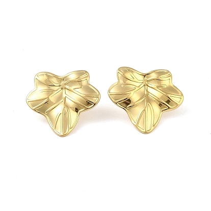 Ion Plating(IP) 304 Stainless Steel Stud Earrings for Women, Leaf
