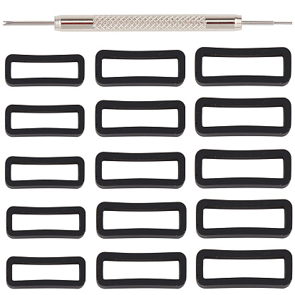 DIY Watchband Kits, Include Stainless Steel Watch Repair Tool and Rectangle Silicone Retainer Buckle Holder