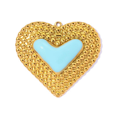 День святого Валентина 304 эмалевые подвески из нержавеющей стали, сердце прелести, ионное покрытие (ip), зеркальная полировка, реальный 18 k позолоченный