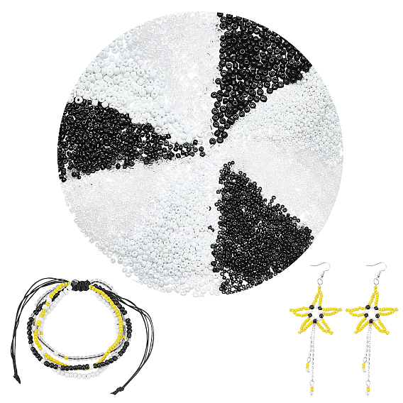 Glass Beads Set, Transparent & Opaque, Round
