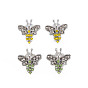 Rack Plating Alloy European Beads, with Rhinestone, Large Hole Beads, Cadmium Free & Nickel Free & Lead Free, Bees, Platinum