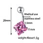 Piercing Jewelry, Brass Cubic Zirconia Navel Ring, Belly Rings, with 304 Stainless Steel Bar, Lead Free & Cadmium Free, Rhombus