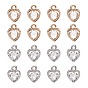Alloy Charms, with Cubic Zirconia, Heart