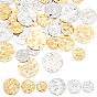 36Pcs 6 Style 304 Stainless Steel Charms, Textured, Flat Round