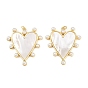 Подвески из латуни с натуральными белыми ракушками, подвески в форме сердца с жемчужинами из АБС-пластика, без кадмия и без свинца, стойки покрытие, долговечный