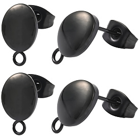 50шт. ионное покрытие (IP) 304 фурнитура для сережек-гвоздиков из нержавеющей стали, с петлей, форма яйца