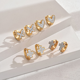 Изысканные серьги-кольца из нержавеющей стали со стразами, золотые