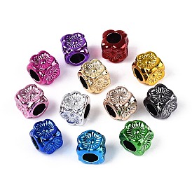 УФ-покрытие непрозрачные акриловые европейские бусины, бусины с большим отверстием, радужный, куб и цветок