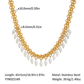 304 ожерелья-нагрудники с кисточками из искусственного жемчуга и цепочкой из нержавеющей стали, белые