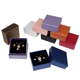 Картонные коробки для наборов ювелирных изделий с узором ракушки, Для кольца, серьга, Ожерелье, с губкой внутри, Для кольца, квадратный