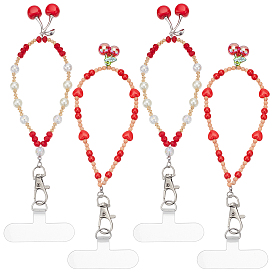 4шт 2 стиль стеклянные и акриловые мобильные ремешки, с патчем для шнурка для мобильного телефона из ТПУ, вишня