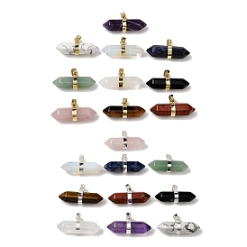 Двойные остроконечные подвески с драгоценными камнями, граненые брелоки в форме пули с латунными застежками на дужках, стойки покрытие