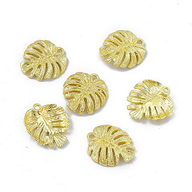 Rack Plating Alloy Pendants, Monstera Leaf Charm