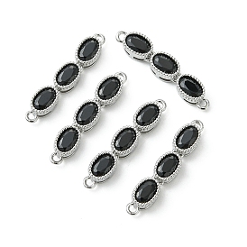 SHEGRACE Brass Pave Cubic Zirconia Triple Oval Links Connector Charms, Cadmium Free & Lead Free & Nickel Free