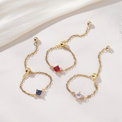 3 Регулируемые латунные ромбовидные звенья с инкрустацией из стекла и 304 Кольца из нержавеющей стали в виде цепочек, золотые