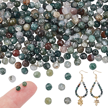 3 нити ограненных натуральных индийских агатов круглые бусины нити