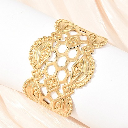 50MM 304 Stainless Steel Hollow Wide Rhombus Cuff Bangles, Wide Scalloped Open Bangles