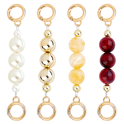 ABS Pearl Beads Bag Extender Chains, with Light Gold Alloy Clasp