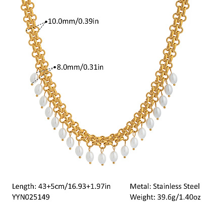 304 ожерелья-нагрудники с кисточками из искусственного жемчуга и цепочкой из нержавеющей стали, белые