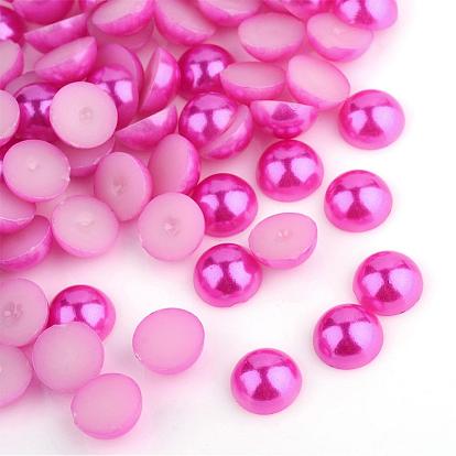 Cabujones de plástico abs, perlas de imitación, semicírculo
