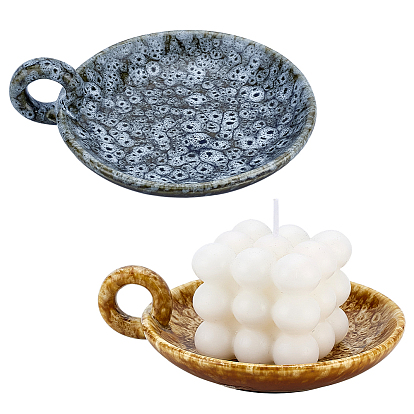 2шт 2цвета фарфоровый подсвечник, плоско-круглые