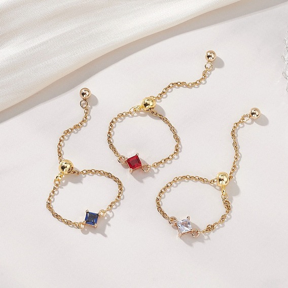 3 Регулируемые латунные ромбовидные звенья с инкрустацией из стекла и 304 Кольца из нержавеющей стали в виде цепочек, золотые