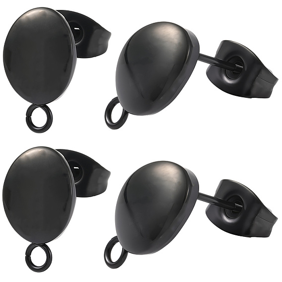 50шт. ионное покрытие (IP) 304 фурнитура для сережек-гвоздиков из нержавеющей стали, с петлей, форма яйца