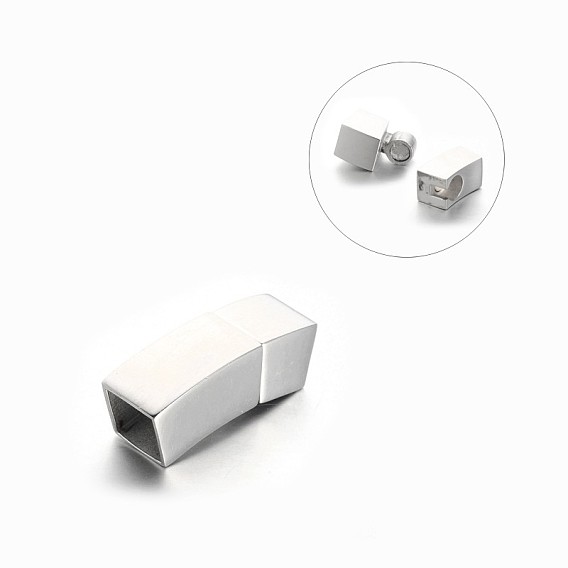Rectangle 304 fermoirs magnétiques en acier inoxydable avec extrémités à coller, 29x10x10mm, Trou: 8x8mm
