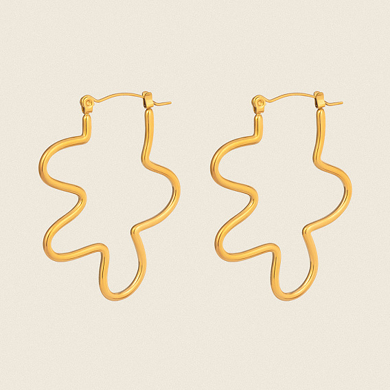 Irregular 304 Stainless Steel Hoop Earrings for Women