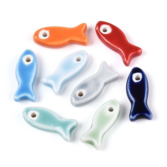 Ручной фарфоровые керамические шарики, рыба, яркие глазированный фарфор