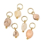Natural Sunstone Pendants, Nuggets Charms with 304 Stainless Steel Jump Rings