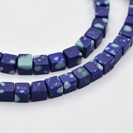 Perles de chrysocolle de cube synthétique, teint, 4x4x4mm, Trou: 1mm, Environ 94 pcs/chapelet, 15.7 pouce