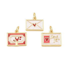 Brass Enamel Pendants, Envelope Charms, Rack Plating, Long-Lasting Plated, Lead Free & Cadmium Free