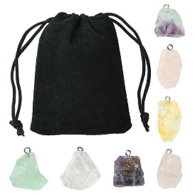 7 шт. 7 стили необработанные грубые подвески из натуральных драгоценных камней, самородки прелести, с платиновыми железными петлями