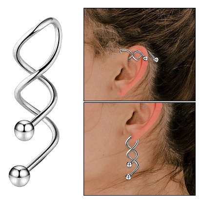 316 Stainless Steel Spiral Barbell, Twist Cartilage Earring for Women