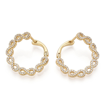 Infinity Clear Cubic Zirconia Hoop Earrings, Brass Jewelry for Women