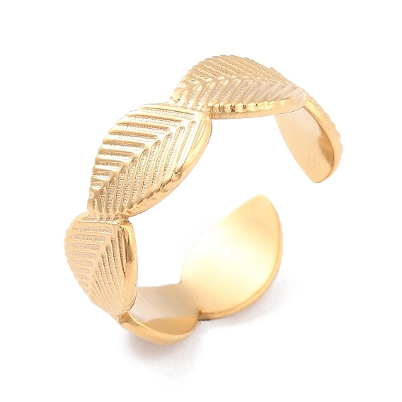 Ion Plating(IP) 304 Stainless Steel Leaf Open Cuff Ring for Women