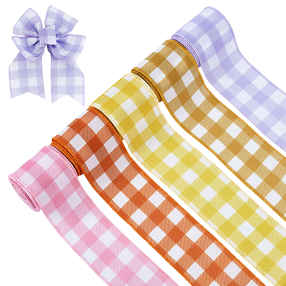 5рулоны 5цветная льняная лента, шотландка шаблон