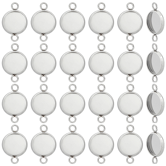 80 шт. 304 Настройки для коннектора кабошона из нержавеющей стали, чашки безель с краями, плоско-круглые