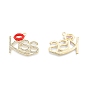 Alloy Rhinestone Pendants, with Enamel, Word Kiss with Lip, for Valentine's Day