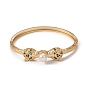 Rack Plating Brass Micro Pave Cubic Zirconia Leopard Bangles with Plastic Bead, Long-Lasting Plated, Cadmium Free & Lead Free