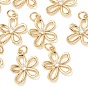SHEGRACE Brass Micro Pave Clear Cubic Zirconia Pendants, Flower Charms, Cadmium Free & Nickel Free & Lead Free