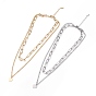 304 Stainless Steel Double Chains Multi Layered Necklace with Heart Charms for Women