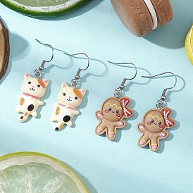 Подвески из смолы и 304 серьги-подвески из нержавеющей стали для женщин, цвет нержавеющей стали