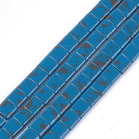Spray Painted Non-magnetic Synthetic Hematite Multi-Strand Links, For Tile Elastic Bracelets Making, Square