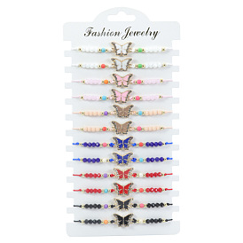 Colorful Butterfly Beaded Bracelet for Women's Fashion Jewelry Supply