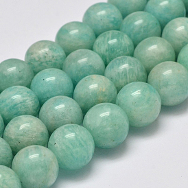 Natural Gemstone Beads Strands, Round, Amazonite, Grade A