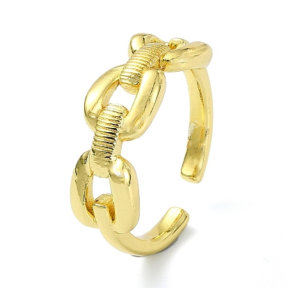 Brass Open Cuff Rings, Cadmium Free & Nickel Free & Lead Free, Hollow Oval