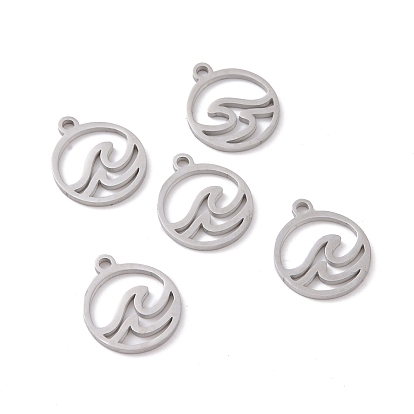 201 Stainless Steel Charms, Hollow, Mountain Alliance Eachother Pendant, Stainless Steel Color