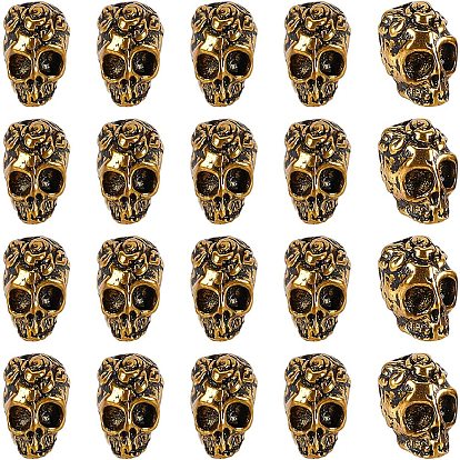 20Pcs Tibetan Style Alloy Beads, Skull